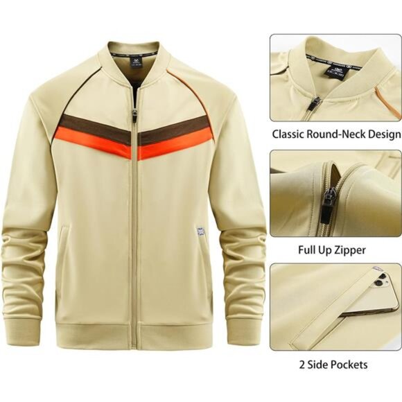 Men's Tracksuits Full-zip Long Sleeve Plaid Jogging Sets Active Jackets & Pants - Picture 4 of 7